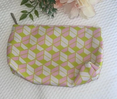 Bolsa de cosméticos/maquillaje con cremallera rosa y verde lima CLINIQUE Foto 1 de 3