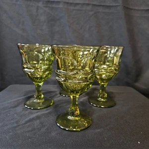 Fostoria Glass ARGUS GREEN Water Goblet 2770 Henry Ford Museum Set Of 4 - Picture 1 of 5