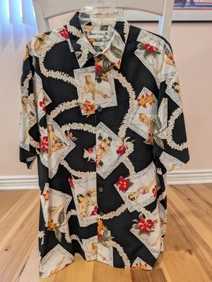 Camisa Hawaiana Robert Stock Vintage Años 90 Talla L Island Niñas Floral Pinup Foto 1 de 4
