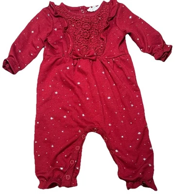 Mono Jessica Simpson Infantil 3/6 Mo Rojo Con Estrellas Plateadas Foto 1 de 4