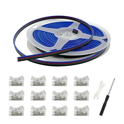 12 Pack Led Strip Light Connectors 4 Pin, Led Strip to Wire Solderless Transp... - Image 1 of 4