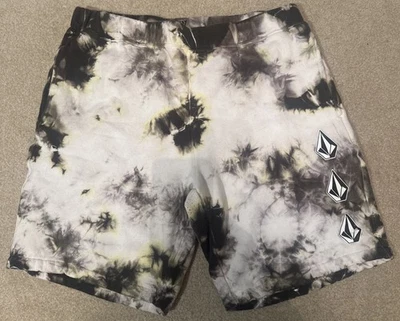 Volcom Mens Iconic Stone Fleece Shorts Dark Green Tye Dye medium  - Image 1 of 4
