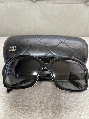 Gafas de sol CHANEL auténticas marco de línea negro × blanco marca COCO hechas en Italia Foto 1 de 4