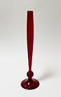 Vintage Whitefriars Ruby Red Glass Teardrop Stem Vase #9485 Mid Century British