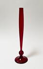 VINTAGE WHITEFRIARS RUBY RED GLASS TEARDROP STEM VASE #9485 MID CENTURY BRITISH