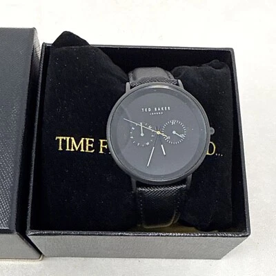 Ted Baker London 42mm Steel Leather Strap Black Dial Quartz Watch TE50657002 - Image 1 of 4