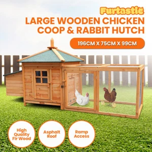 Furtastic Large Wooden Chicken Coop Rabbit Hutch Nesting Box in Fir Wood - Picture 1 of 10