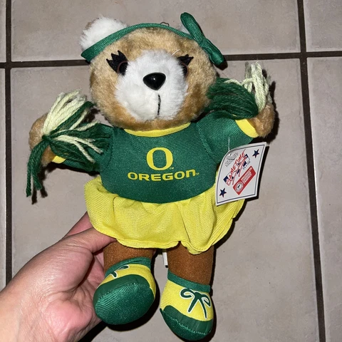 1999 University of Oregon Cheerleader Bear GameTime Plush Cover