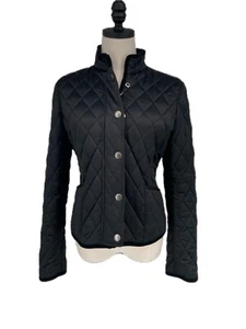 Coach Women’s Black Quilted Polyester Jacket with Scarf Print Lining Size S - Picture 1 of 13