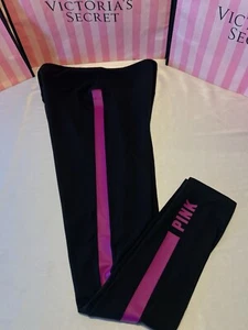 Victorias Secret PINK High Waist Leggings Striped Logo Medium Super Cute - Picture 1 of 2