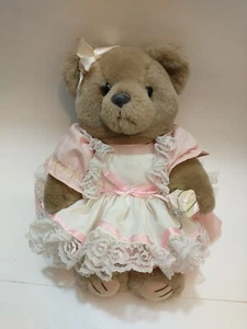 Vintage Bearly People 12" Movable Legs Teddy Bear Pink Lace Victorian Dress - Picture 1 of 19