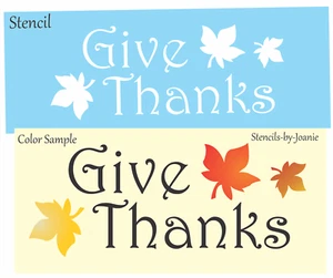 Joanie Stencil Give Thanks Fall Harvest Autumn Oak Maple Leaf Country DIY Signs - Picture 1 of 8