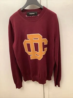 DSQUARED2 Maxi Logo Unisex Burgundy Jumper Knit Sweater Pullover Size L - Image 1 of 4