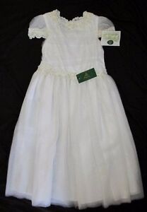 NWT $190 VTG Posies Wedding White 7 8 10 Dress First Holy Communion Tulle Flower