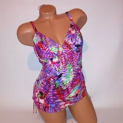 Tankini Fantasie Swim 34DD Púrpura Floral Colorido Tropical Con Aros Foto 1 de 4