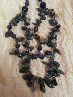 Collana ametista e vetro lung. cm. 53  Ametista vintage (V3) ^ - Immagine 1 di 4