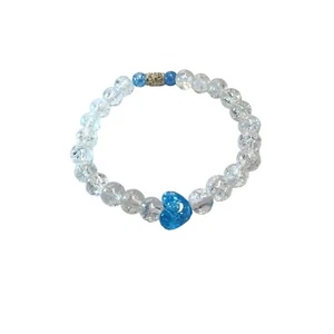 Elegant Beaded Butterfly Charm Bracelet - Blue Crackle Beads - Picture 1 of 4
