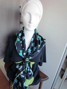 Scarf Le Collezooni Floral Abstract large oblong Silk Chiffon Satin New Italy - Picture 1 of 5