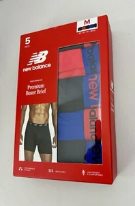 Men's Size M New Balance 5 Pack Performance Premium Boxer Briefs Black Red Blue - Picture 1 of 7