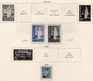 3071 Iceland 1938-45, Collection 3 stamps, canc. CV $20 (stamps only). - Picture 1 of 1