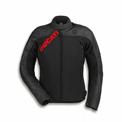 Chaqueta de carreras negra de tela de cuero con logotipo Ducati C1 para mujer Foto 1 de 3