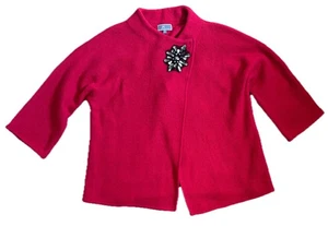 Beaded Red Wool Flyaway Cardigan Sweater Size Small Holiday Goth Core Romance - Picture 1 of 8