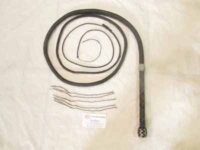 Contraband Whips 8 Foot 16 Plait Nylon Paracord Bullwhip Off Color Handle - Image 1 of 2