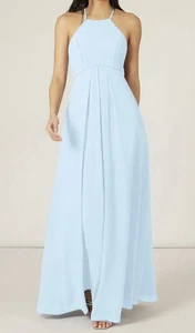 AZAZIE SARAH Sky Blue Empire Pleated Chiffon Dress NWT Size A18 (Not Altered) - Picture 1 of 16