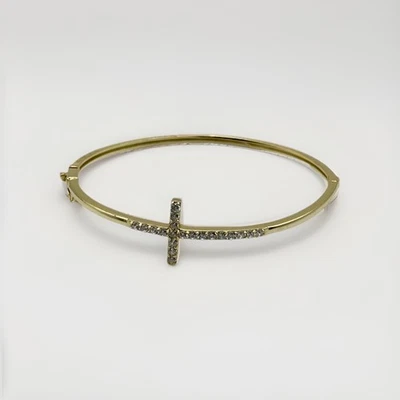 Brazalete Brazalete Cruz Vermeil HAN Elegante Plata Esterlina Circonitas Pavé Bisagras | 8g Foto 1 de 4