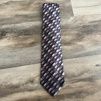 Галстук Joseph & Feiss International розовый серый черный клетчатый шелковый галстук — 59 дюймов - Изображение 1 из 4