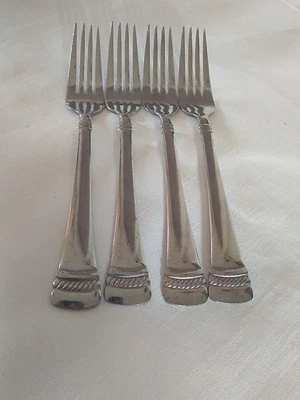 Pfaltzgraff 4 Dinner Forks Glossy Stainless Twisted Rope Handle  - Image 1 of 4