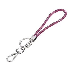 Cordón Bling, 8"/21cm Cordón Cristal Estrás para Llaves de Tarjeta de Identificación, Rosa Caliente - Imagen 1 de 6
