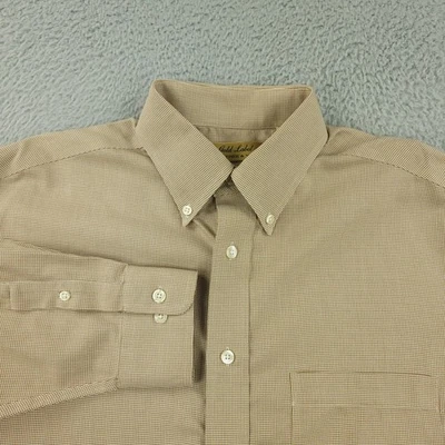 Roundtree & Yorke Gold Label Shirt Mens Medium Tan Non Iron Cotton Button Down - Image 1 of 4