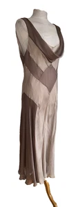 VESTIDO LARGO FASE OCHO PANEL TOPO CORTE SESGADO CAPUCHA CUELLO SIN MANGAS TALLA 18 Y2K - Imagen 1 de 16