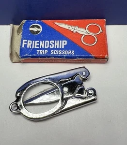 Vintage Friendship Trip Scissors 333 Foldable Travel 3" NOS in Worn Box - Picture 1 of 6