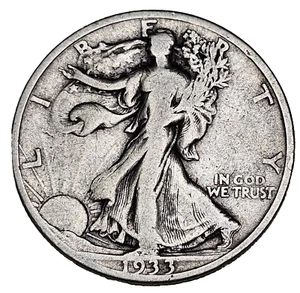 1933-S 50C Walking Liberty Half Dollar-FREE USA Ship-FINE-FN - Imagen 1 de 2