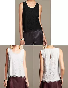 Nuevo con etiquetas Banana Republic Nuevo $69.50 Mujer Encaje Festoneado Tanque Talla XS, S, M - Imagen 1 de 5
