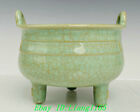 6" Old China Dynasty Ru Kiln Green Glaze Porzellan 3 Bein Weihrauch Räuchergefäß