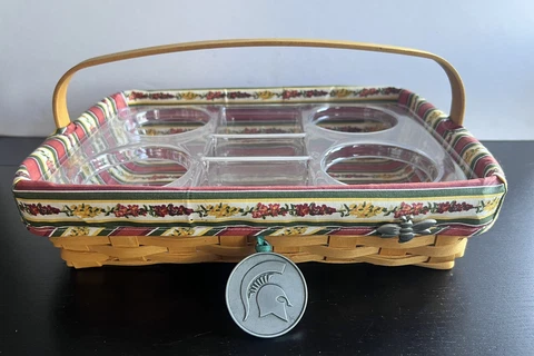 LONGABERGER 2002 MICHIGAN STATE UNIVERSITY MSU BACK PORCH BASKET Drink Carrier Cover