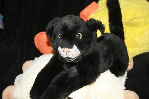 Steiff schwarzer kleiner Panther ca. 60 cm mit Knopf und Fahne