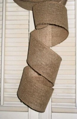 5 yardas. de 2,5" BURLAP Bronceado CINTA CABLEADA para CORONA DE PUERTA rb Foto 1 de 2