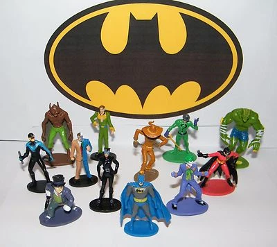 Batman Party Favors Set of 12 Figures with All the Classic Characters Joker Etc - Image 1 of 4