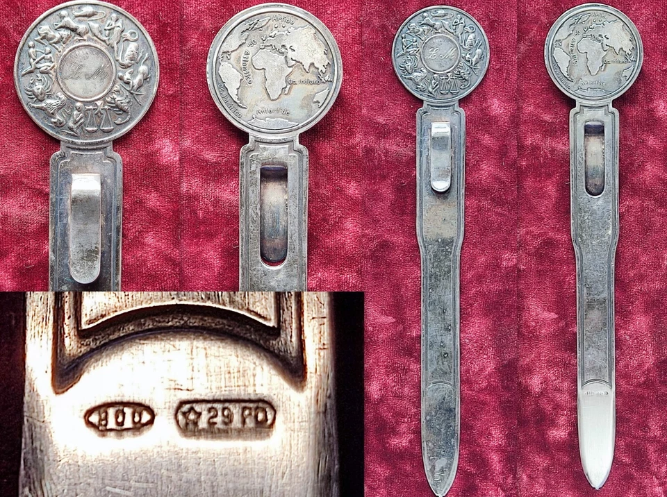 TAGLIACARTE / SEGNALIBRO IN ARGENTO 800 CON ZODIACO - PRIMI 900' - Immagine 1 di 1