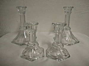 4 HOMCO USA GLASS CANDLE HOLDERS 6 1/2" & 4 1/4" - Afbeelding 1 van 4
