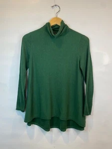 Eileen Fisher Small Dark Green Tencel Merino Wool Turtleneck Tunic Sweater Top - Picture 1 of 8