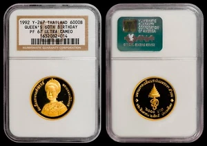 1992 (BE2535) Gold Thailand 6000 Baht NGC PF67UC - Queen Sirikit's 60th Birthday - Picture 1 of 3