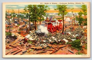 Postal de lino de colección Battle of Atlanta Cyclorama Building Atlanta, Georgia - Imagen 1 de 2
