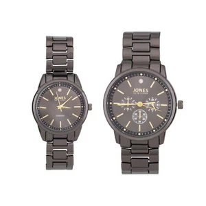 Jones New York Unisex Black/Black His & Hers Watch Set - Picture 1 of 3