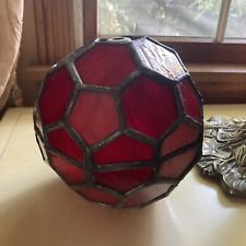 ROUND RED STAINED GLASS LAMP GLOBE Shade Leaded Unusual Handcrafted USA