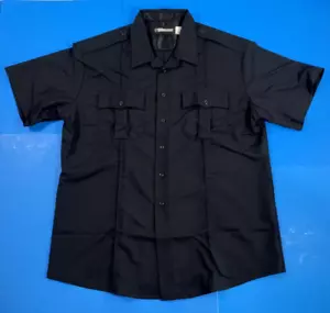 NEW BLAUER MENS 8910 SHORT SLEEVE RAYON BLEND SHIRT DARK NAVY SMALL REG - Picture 1 of 3